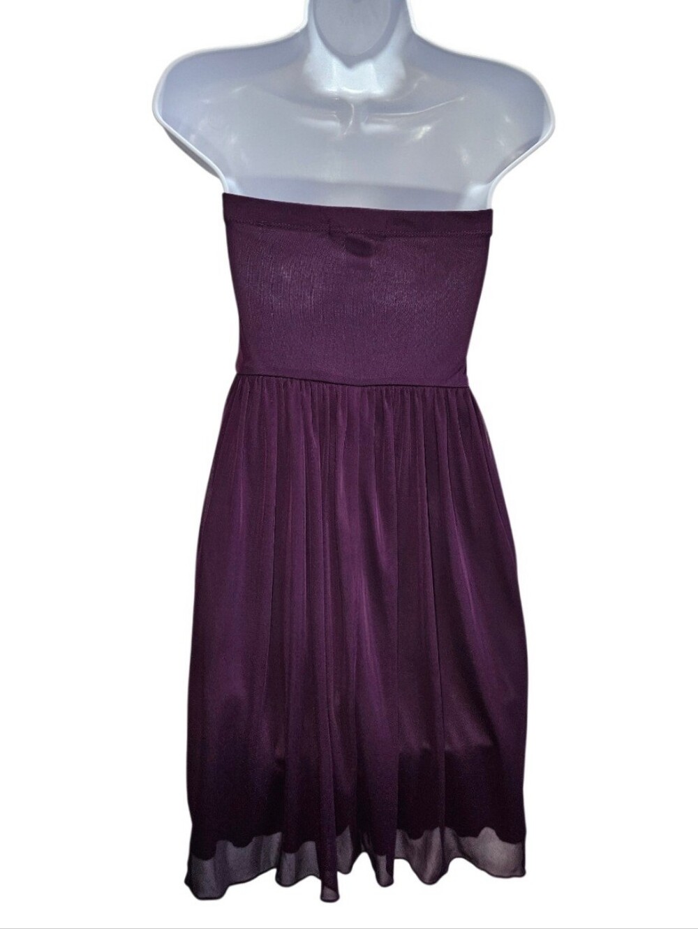 0179 Trixxi Plum Purple Strapless Chiffon Dress Med Y2K Rhinestone Formal Dance - Picture 2 of 11